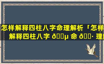 怎样解释四柱八字命理解析「怎样解释四柱八字 🐵 命 🕷 理解析视频」